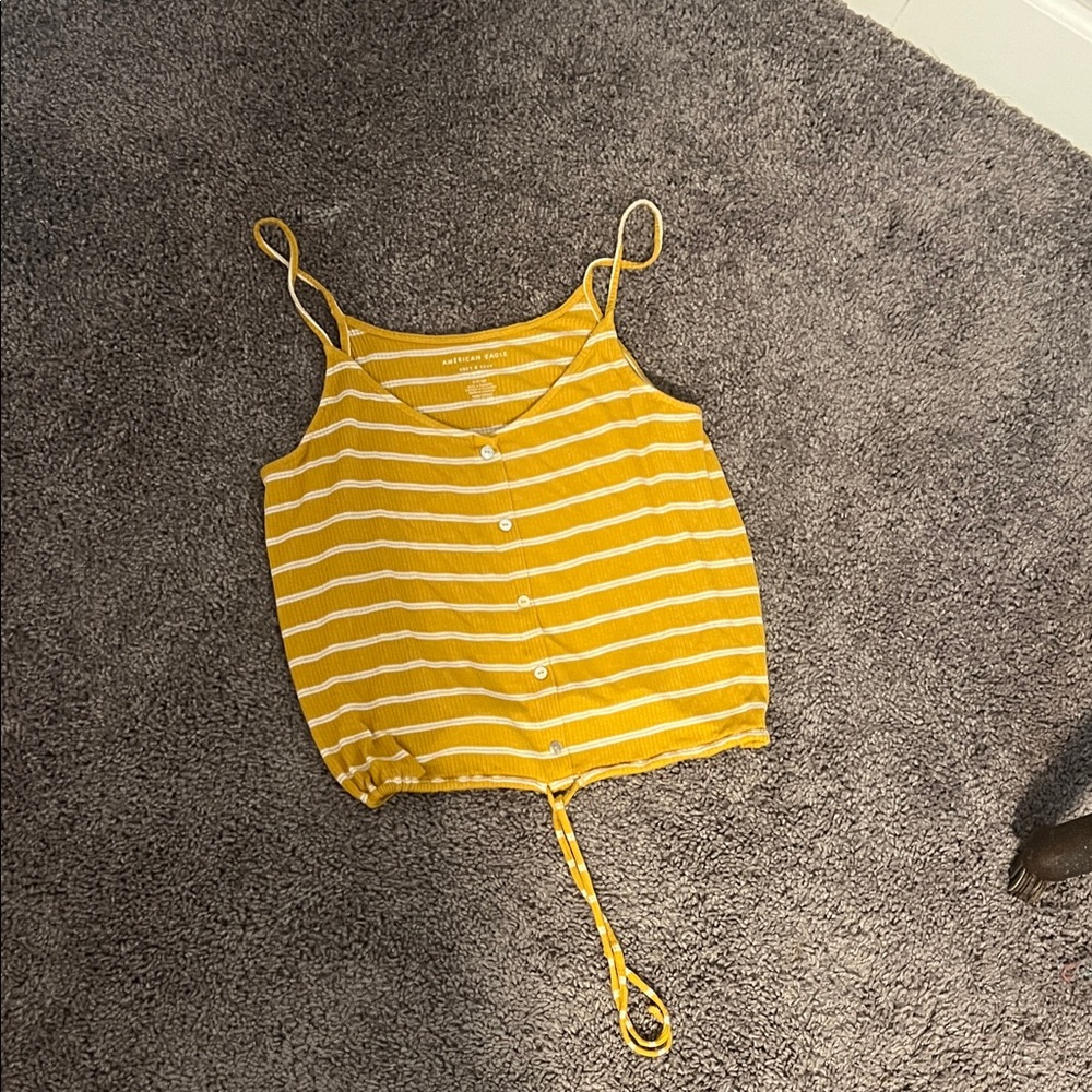 American Eagle Outfitters Yellow Striped Tank Top